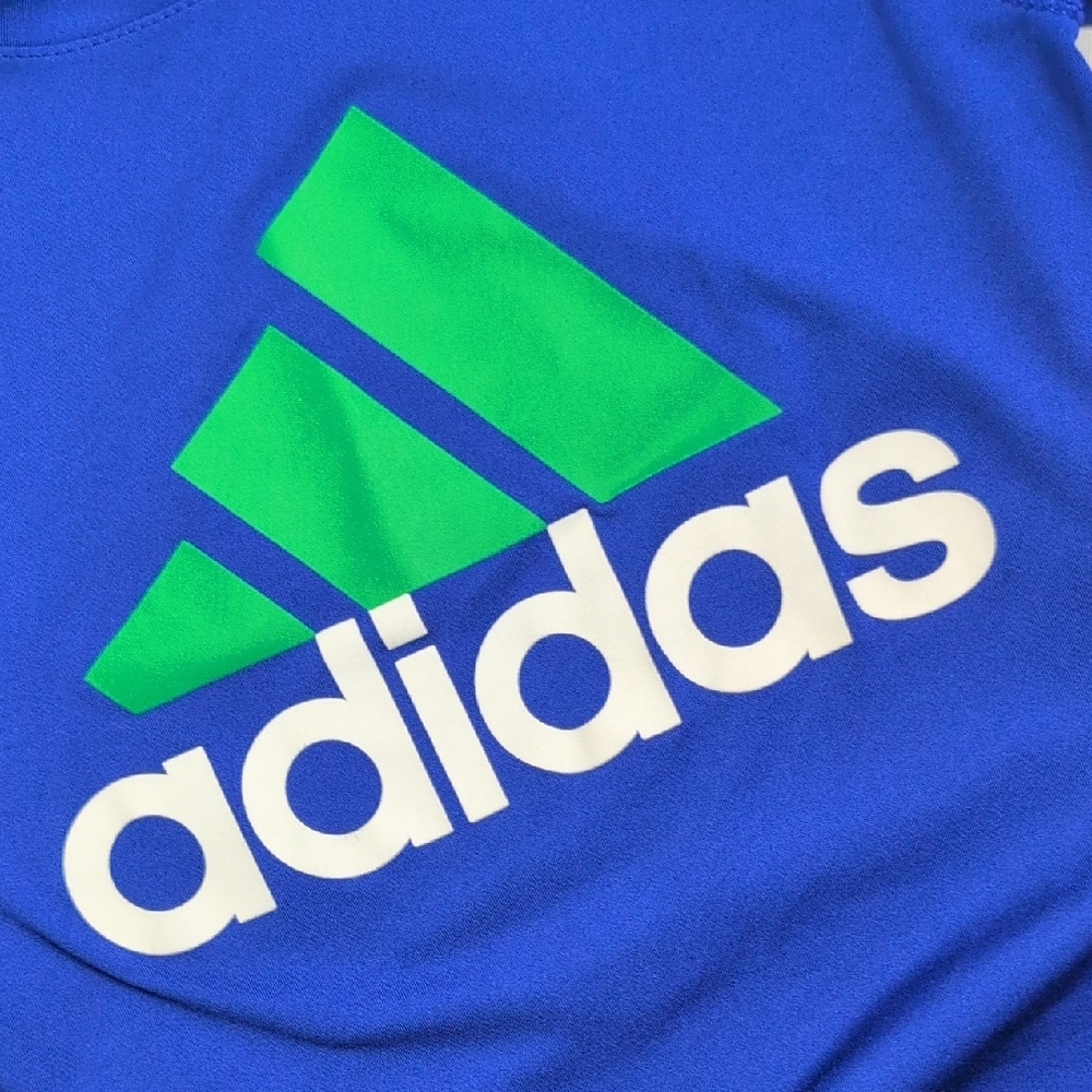 2 Adidas Kids' Climate Keep Dry Active Wear Navy and Royal Blue Tees with Logo - Picture 6 of 6